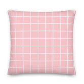 White Small Grid on Pink Decorative Throw Pillow Cushion, Pillow, $ 64.50, A Moment Of Now™